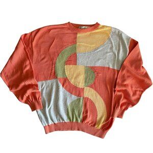 St. Croix VTG USA Multicolor Patchwork Sweater Mens XL MCM Grandpa Abstract Art